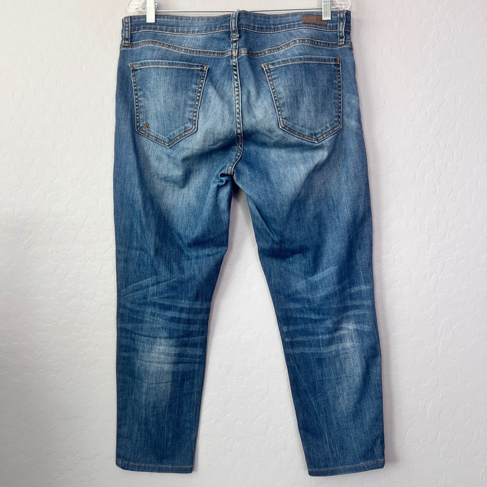 Kut from the Kloth Size 12 Jeans Medium Wash Whiskered Slim Straight Denim - Picture 5 of 11